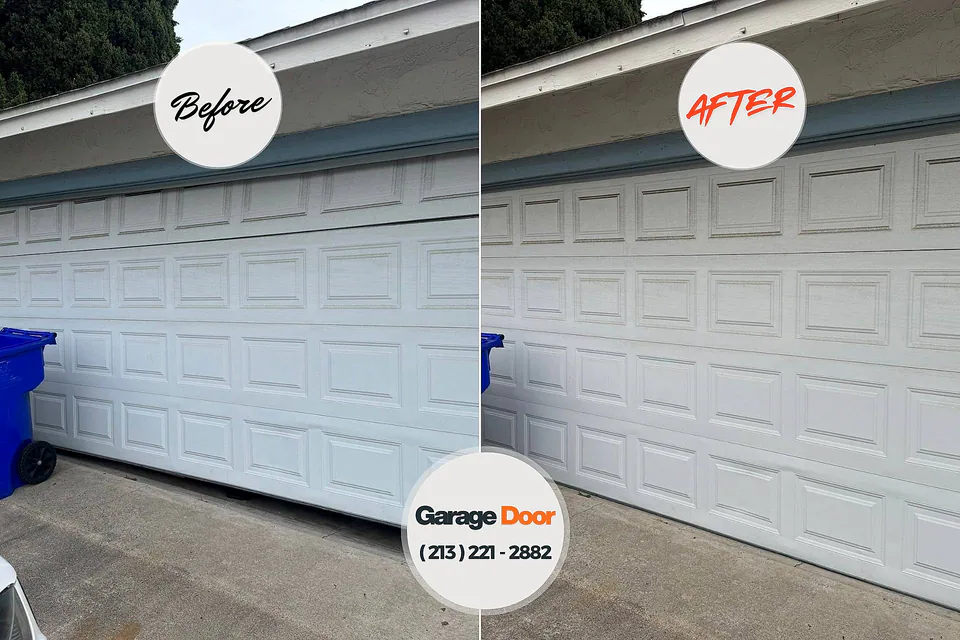 Before and after: garage door repair Bluffdale, UT